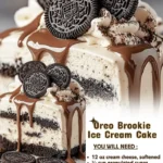 Oreo Brookie Ice Cream Cake Treat yourself to a deliciously decadent Oreo Brookie Ice Cream Cake! This indulgent dessert layers rich brownie and cookie dough topped with creamy ice cream and crushed Oreos.