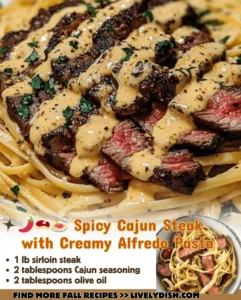 Cajun Steak Alfredo spicy pasta recipe