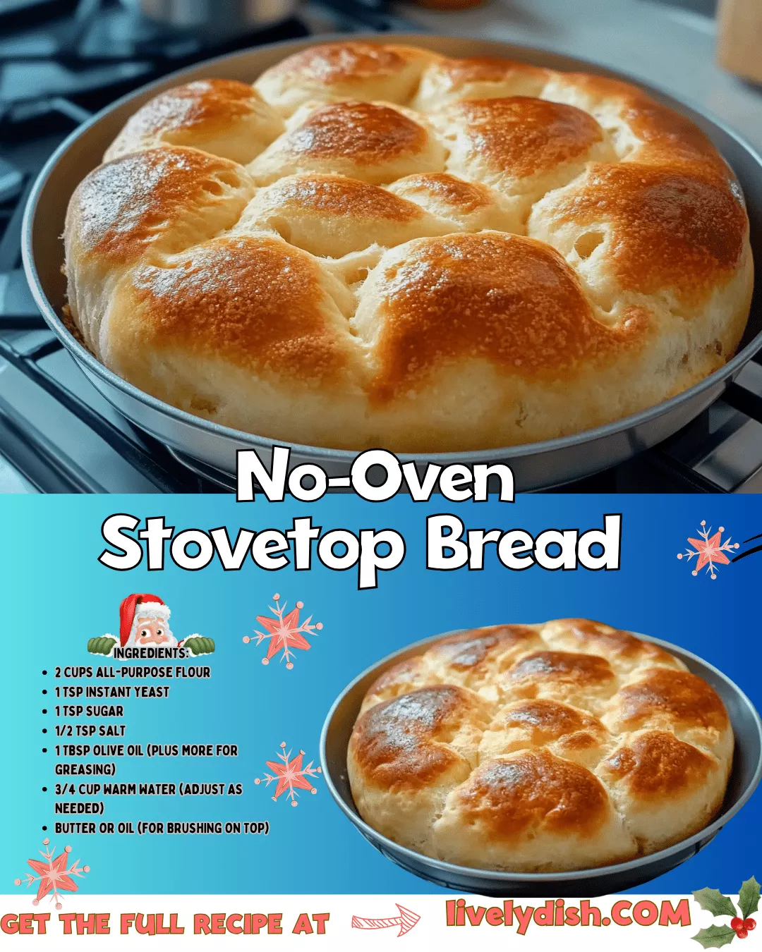 No-Oven Stovetop Bread, homemade bread without oven