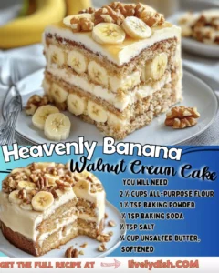 Heavenly Banana Walnut Cream Cake 🍌🍰