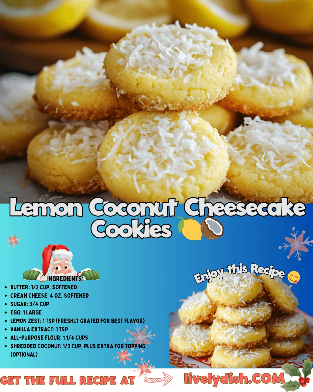 Lemon Coconut Cheesecake Cookies
