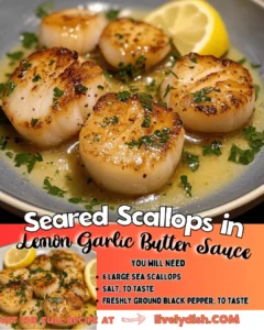 Seared Scallops in Lemon Garlic Butter Sauce 🍋🌿