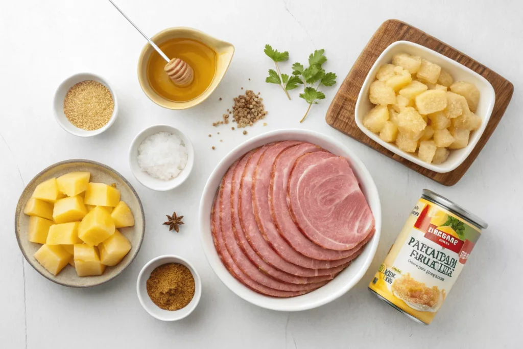 Ingredients| Crock Pot Brown Sugar Pineapple Ham