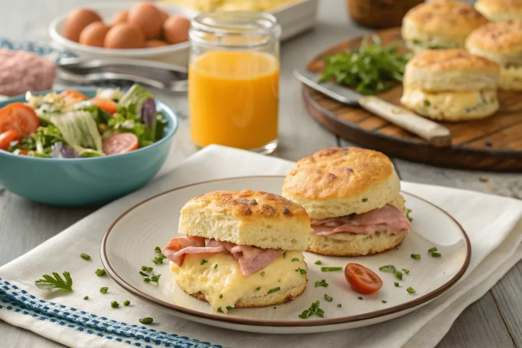 Ham and Cheese Butter Swim Biscuits