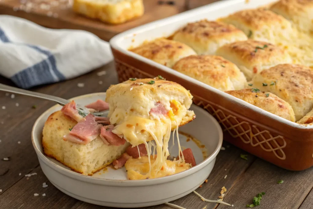 Ham and Cheese Butter Swim Biscuits