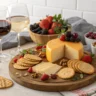 Wine pairing with smoked gouda cheese tasting setup"