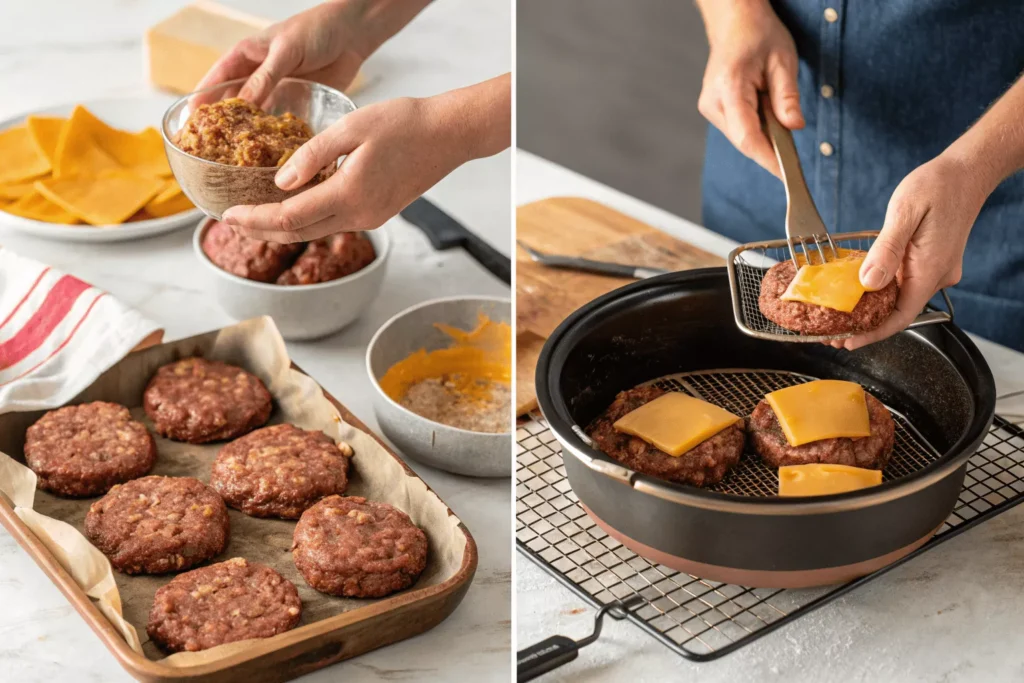 Air Fryer Cheeseburgers