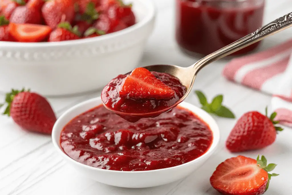 Perfect consistency strawberry glaze for pie topping