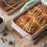 Easy cinnamon roll french toast casserole with golden brown top
