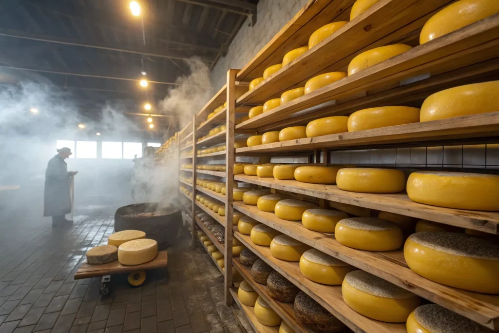 raditional gouda cheese smoking process in Netherlands