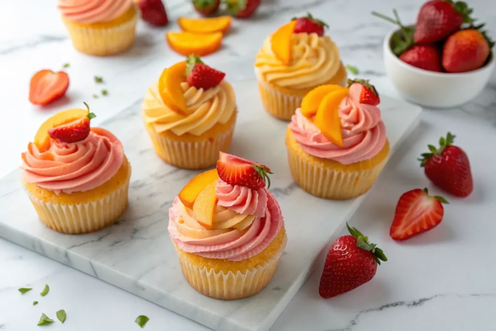 mango strawberry cupcakes