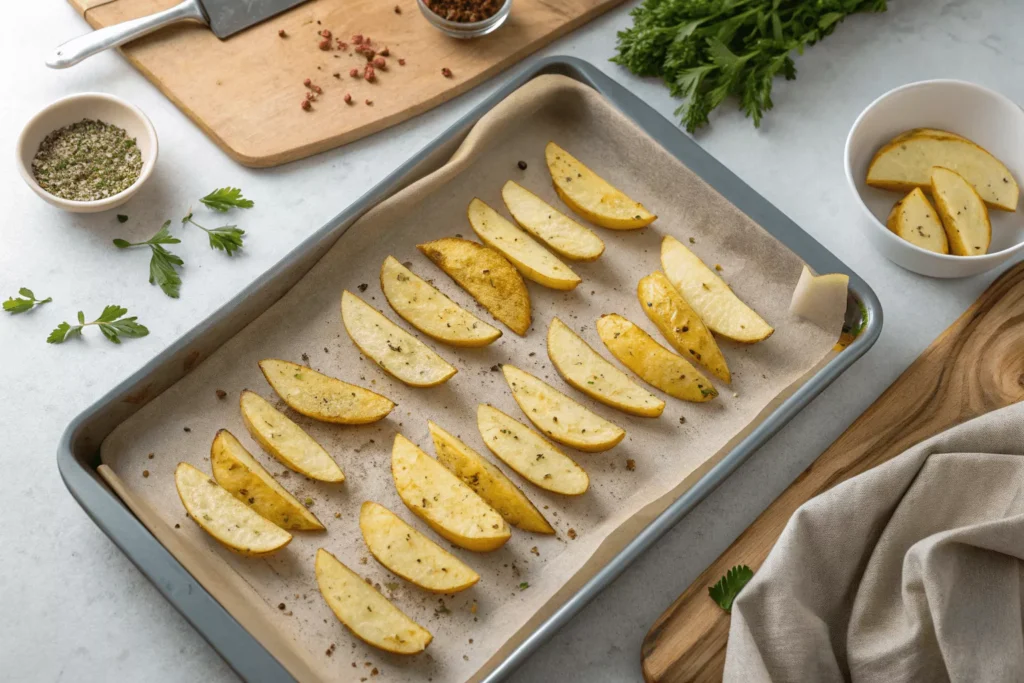 Large baking sheet lined with parchment pape