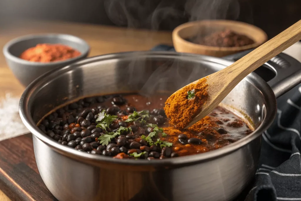 Seasoned Black Beans Process mexican baked potato