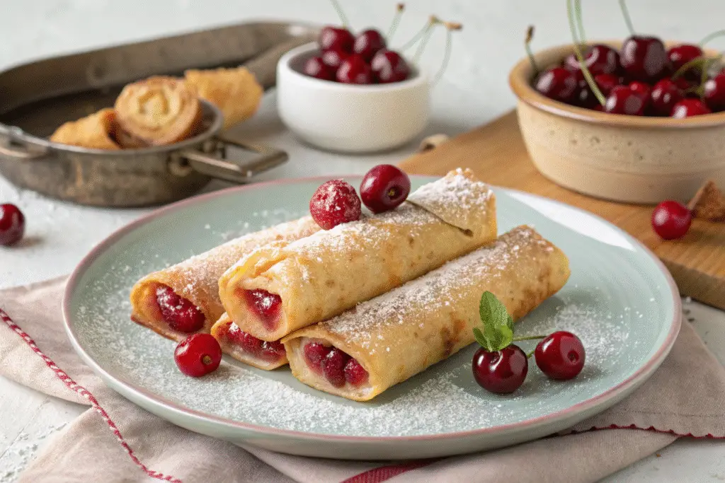 Cherry Cheesecake Egg Rolls