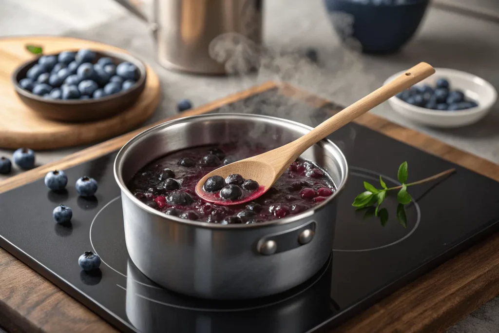 Blueberry Sauce Making